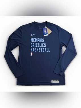 Nike NBA Memphis Grizzlies Dri-FIT Navy Blue Long Sleeve Shirt Size Large